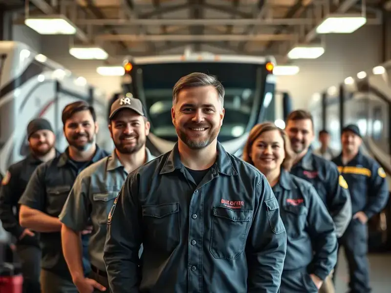 Lead RV Technician inspecting a motorhome